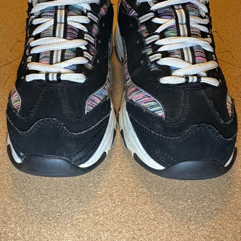 Skechers D'Lites Sneakers Womens 7.5 Black Multi Color Stripe Leather 11978 BKMT - Picture 10 of 11